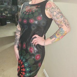 Multicolor Geometric Mini Sequin Dress Size Medium/Large